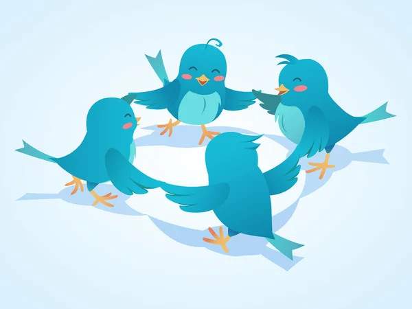 Twitter birds social network illustration — Φωτογραφία Αρχείου