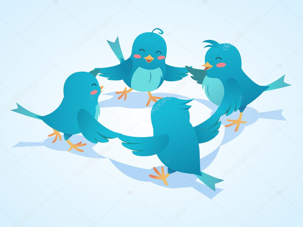 Twitter birds social network illustration