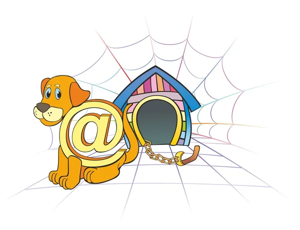 " Internet dog sits near a box" — Διανυσματικό Αρχείο