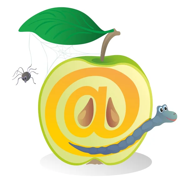 "Half of apple with a worm.@" — Stock Vector