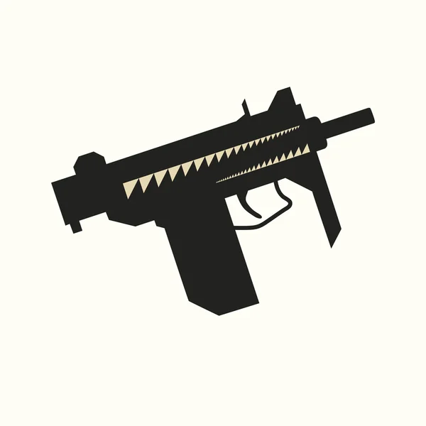 Sub machine gun silhouet — Stockvector