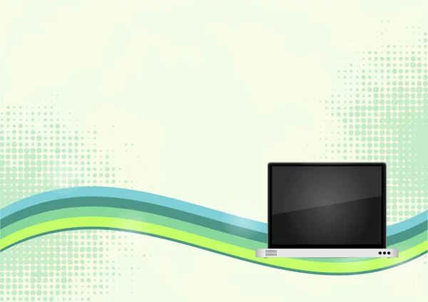 Retro vector achtergrond met laptop — Stockvector
