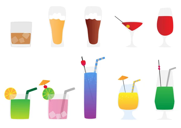 Векторный набор алкогольных напитков — стоковый вектор