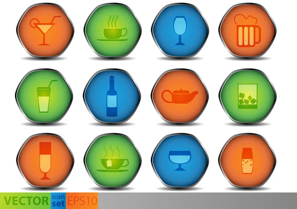 Conjunto de iconos brillantes de colores — Vector de stock