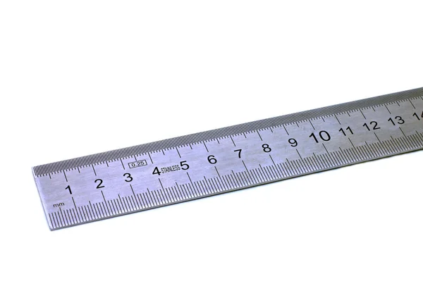 Metal ruler on a white background — Stock Photo, Image