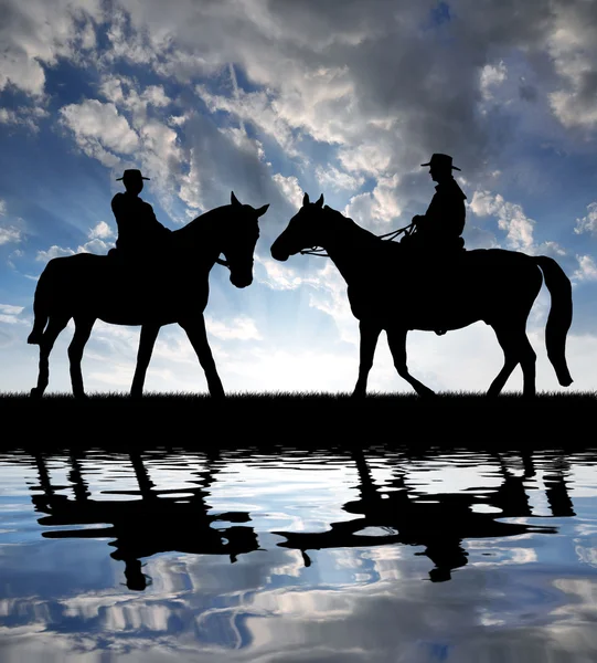 Silhouette cowboys — Stockfoto
