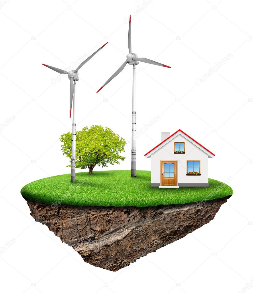 The house with wind turbine