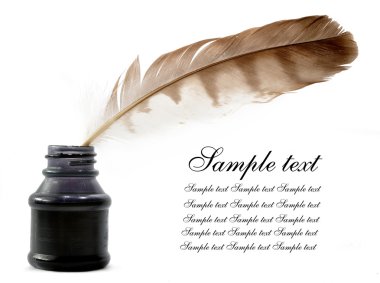 Feather and ink bottle clipart