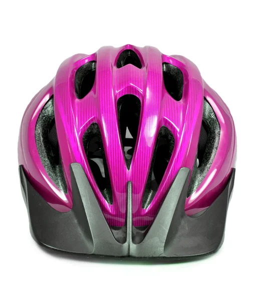 Rosa bicicleta cross country capacete de plástico — Fotografia de Stock