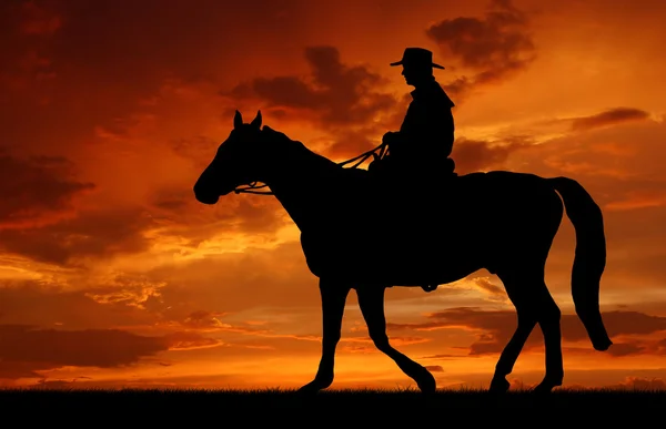 Silhouet cowboy — Stockfoto
