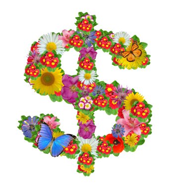 Dollar symbol from flowers clipart