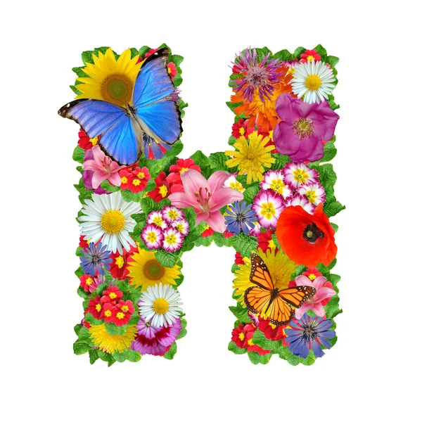 Çiçek ve kelebek alfabesi — Stok fotoğraf