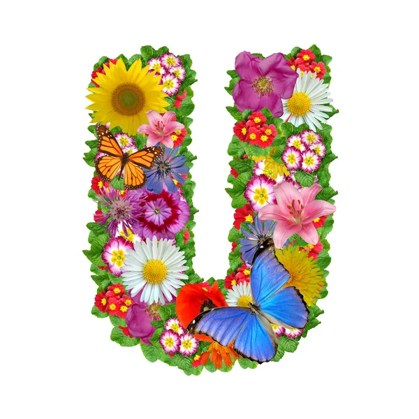 Alfabeto de flores y mariposas —  Fotos de Stock