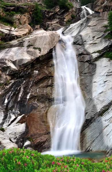 Waterfall in Saas Almagel — Stock Photo, Image