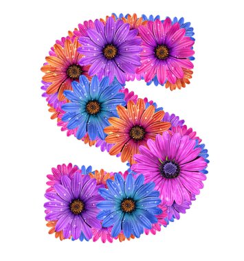 alfabe renkli nemli çiçek
