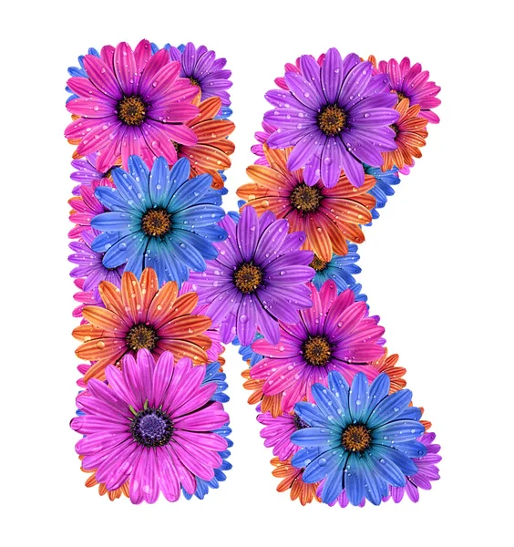 Alfabeto de coloridas flores de rocío —  Fotos de Stock