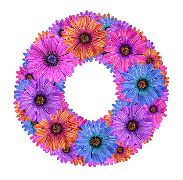 Abeceda barevné orosené květin — Stock fotografie