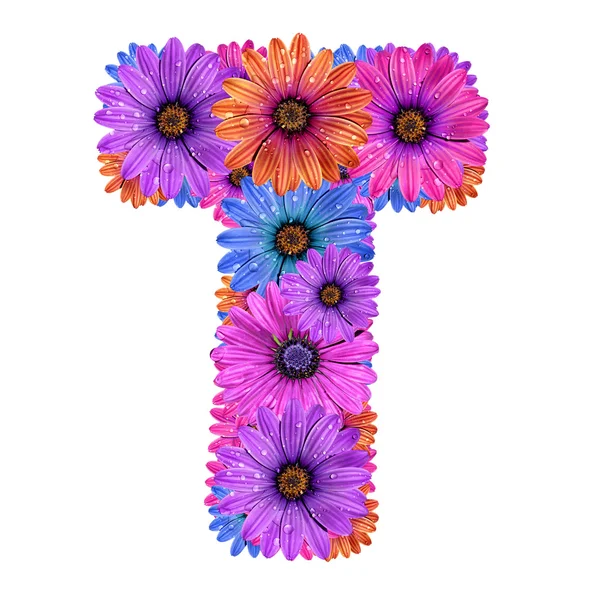 Αλφάβητο των ζωηρόχρωμων λουλουδιών δροσερή — Φωτογραφία Αρχείου