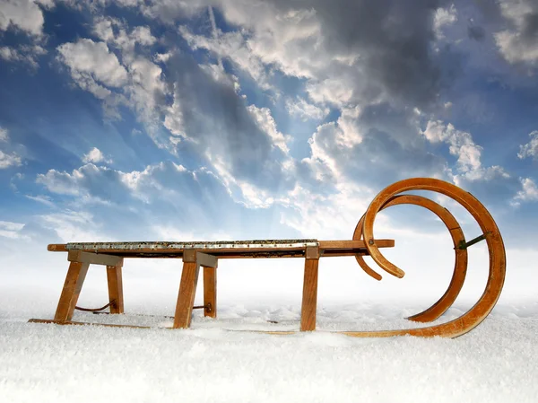 stock image Old wooden sledge