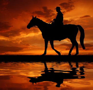 Silhouette cowboy clipart