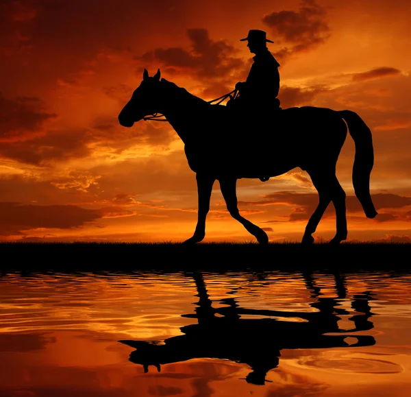 Silhouette cowboy — Stockfoto
