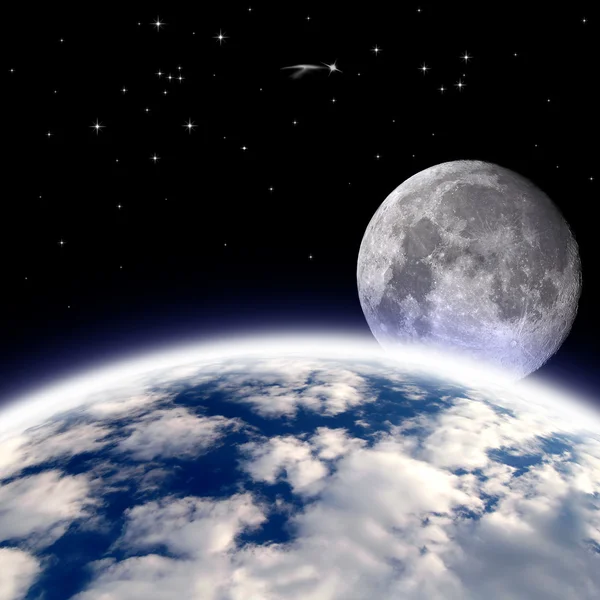Erde und Mond Stockbild