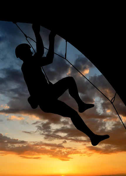 Silhouette climber — Stock Photo, Image