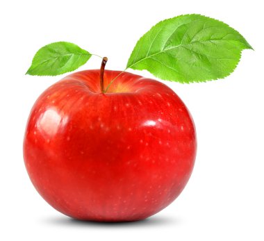 yeşil yaprakları ile kırmızı elma