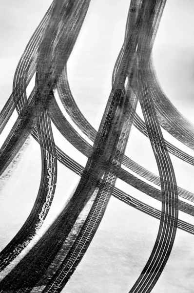 Tracks of car tires — Stock Photo, Image