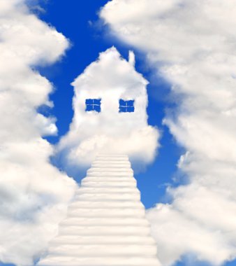 Houses in clouds clipart