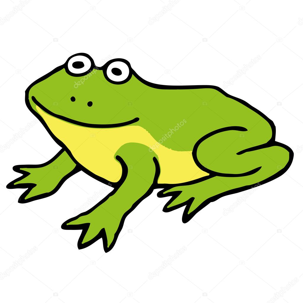 Simple green and yellow cartoon frog