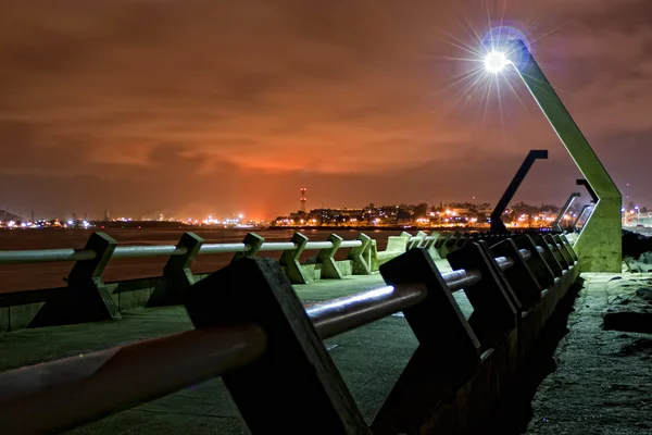 stock image Very long watercut in the night city Coatzacoalcos