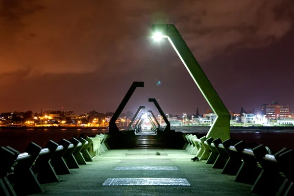 stock image Very long watercut in the night city Coatzacoalcos 2