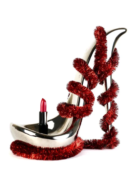 Buty wykonane z metalu z szminki — Zdjęcie stockowe