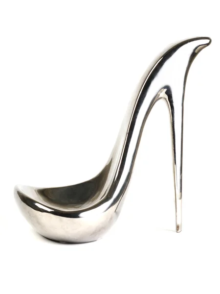 Silver shoe made from metal — Stock Photo, Image