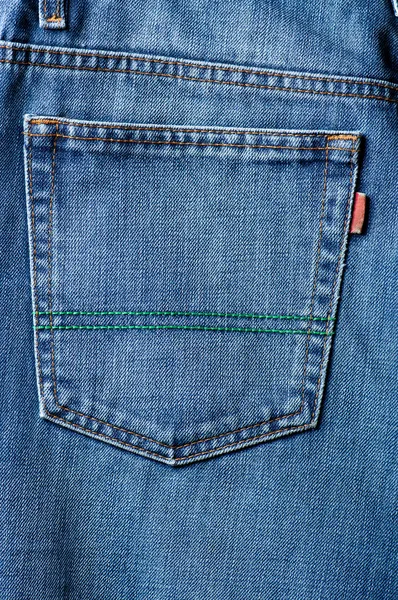 Tasca blu jeans in primo piano — Foto Stock