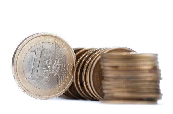 1 ユーロ コイン、白い背景で隔離のライン — ストック写真