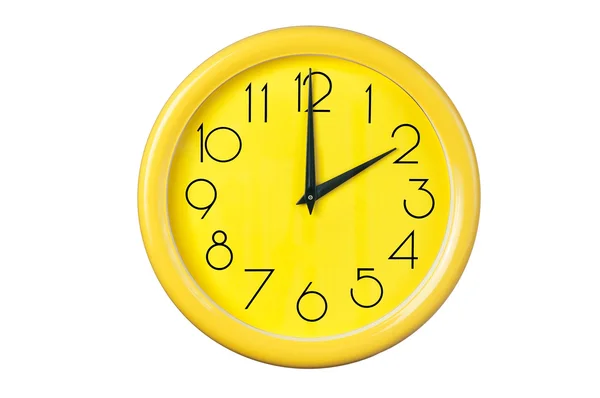 Relógio amarelo sobre um fundo branco — Fotografia de Stock