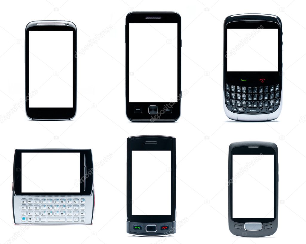 Set of Mobile phones on a white background - original design. Smart phone on white background, with clipping paths (2)