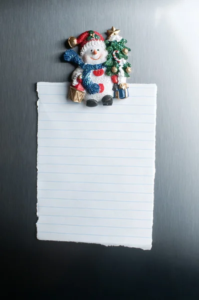 Christmas blank note on the fridge — Stock Photo, Image
