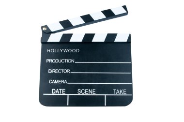 Film Slate with clipping path on white background clipart