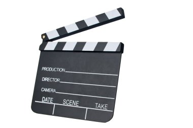 Film Slate with clipping path on white background clipart