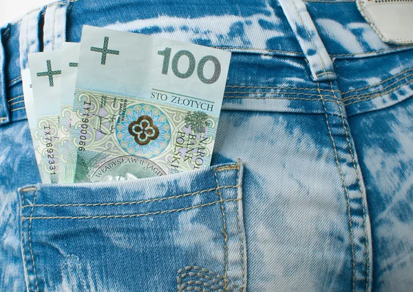 Geld in der Tasche — Stockfoto