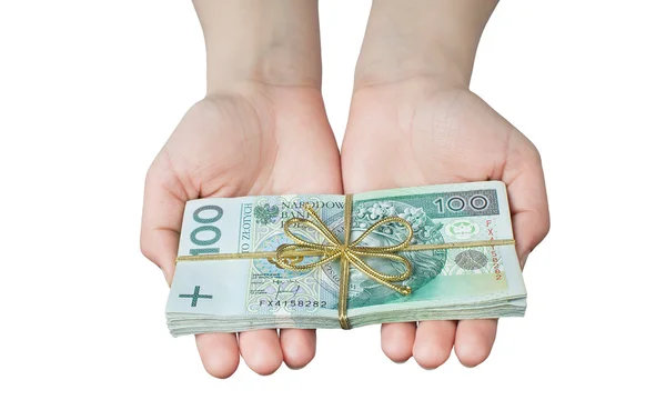 Současné polské peníze na bílém pozadí — Stock fotografie