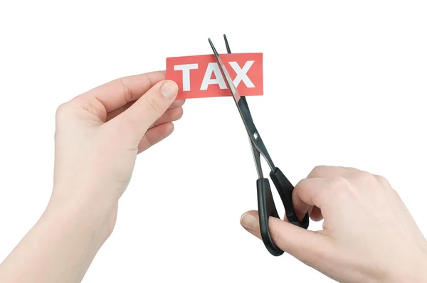 Réduction de la taxe sur fond blanc Photos De Stock Libres De Droits