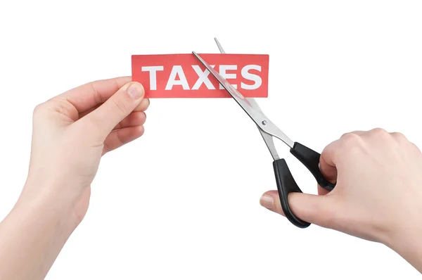 Réduction des impôts sur fond blanc — Photo