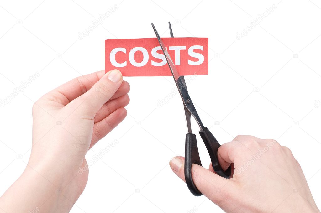 Cutting costs on white background