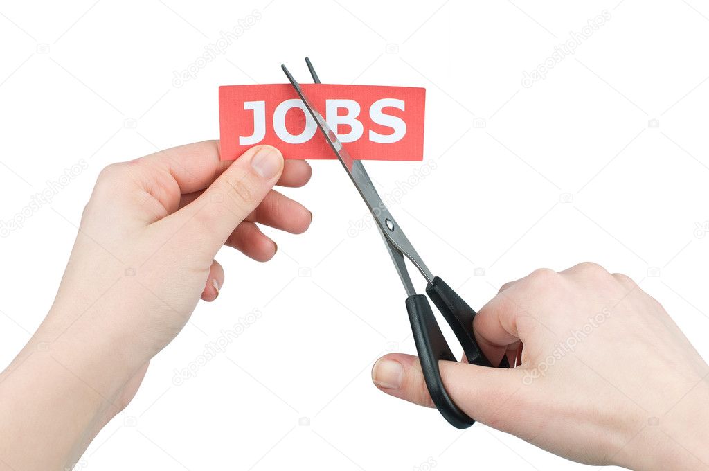 Cutting jobs on white background