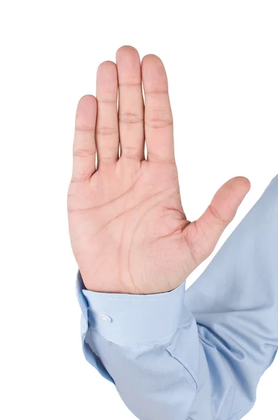 Business man hand make stop symbol isolated on white background — Stock Photo, Image