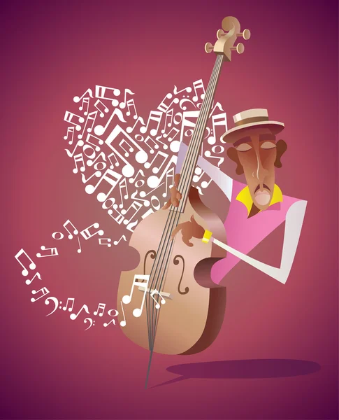 Jazzman joue sur la contrebasse — Image vectorielle